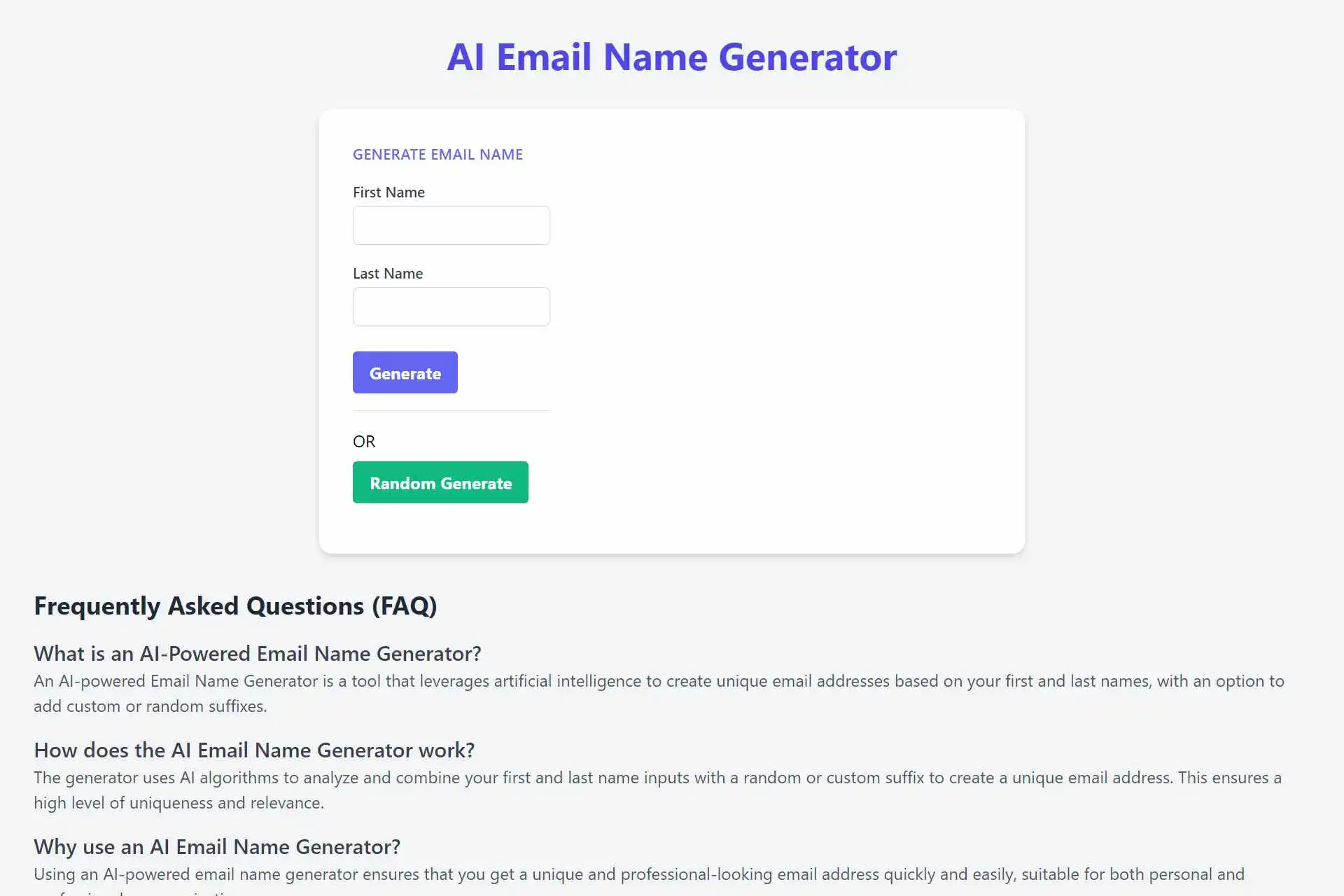 Email Name Generator